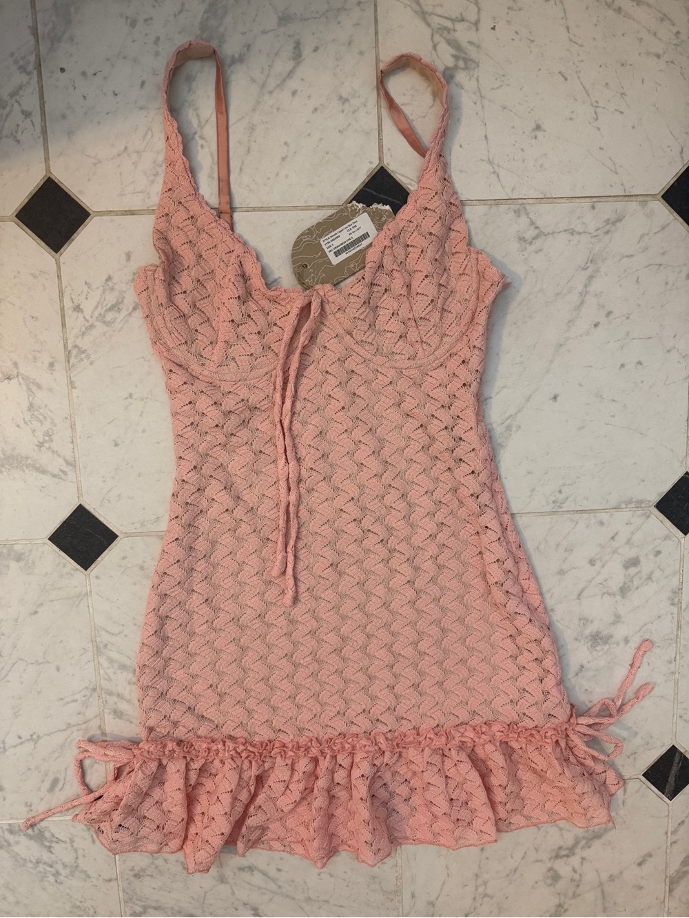 Pink Crochet Mini Dress - Picture 3 of 3